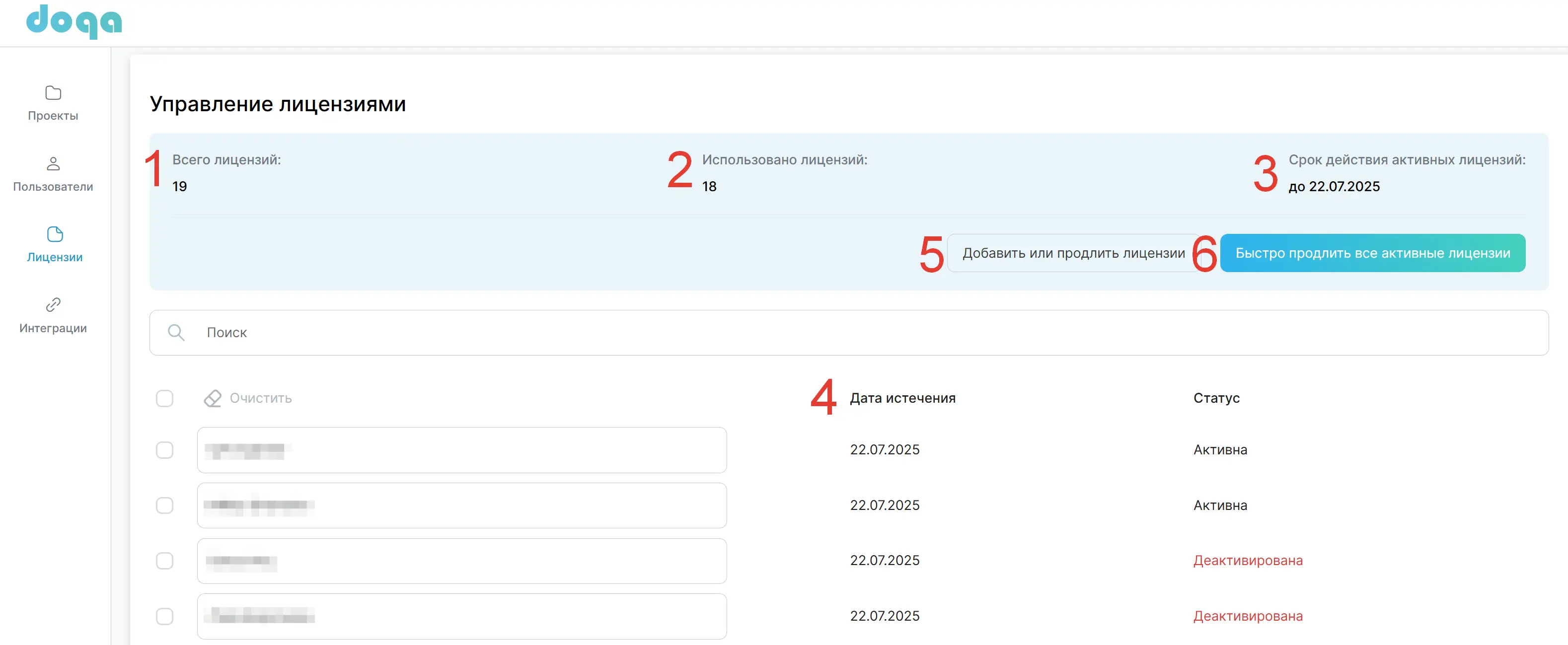 Управление лицензиями